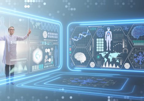 Un professionnel de la santé en visioconférence avec un patient, symbolisant la télémédecine.